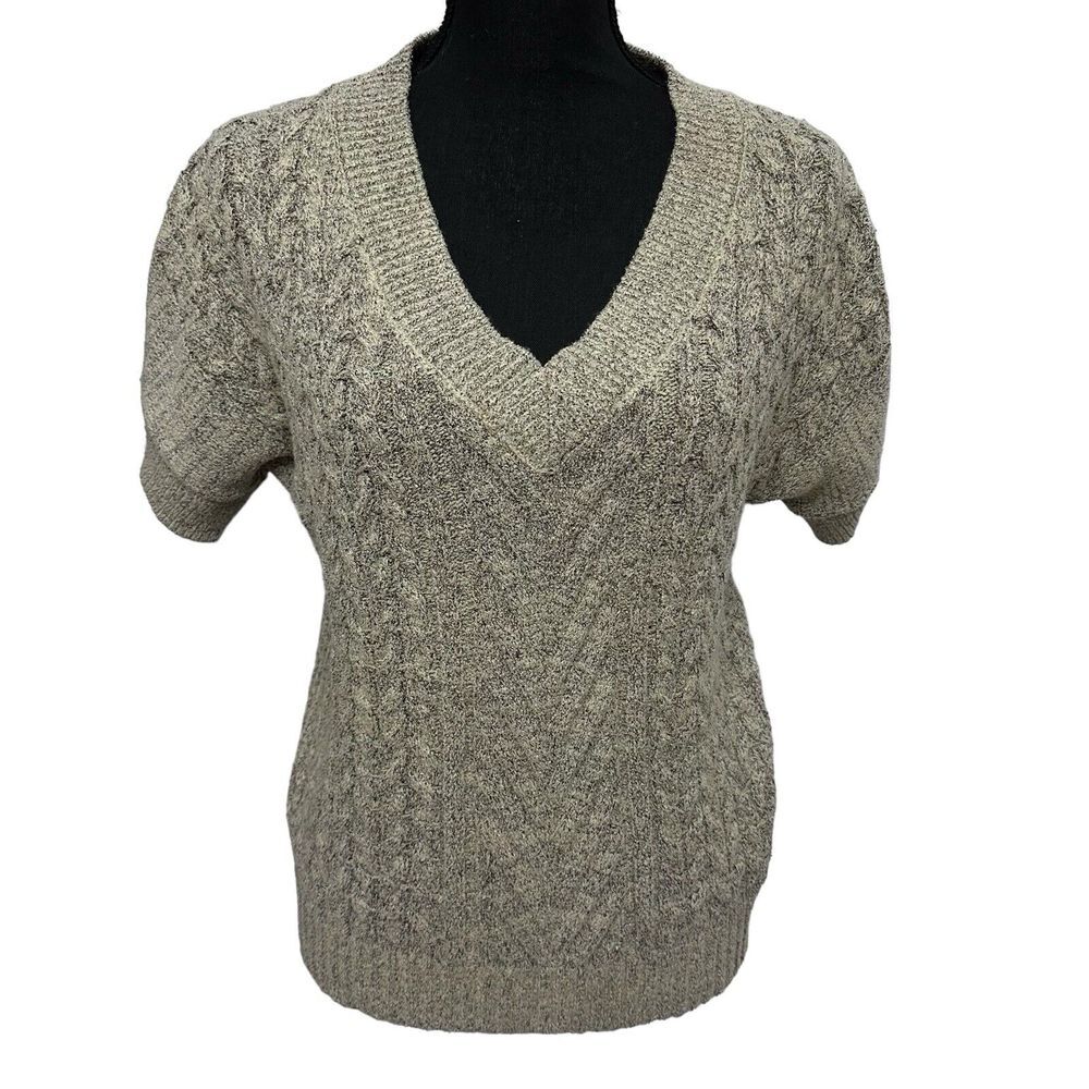 Current Air Los Angeles Womens Size Small Cable Knit Sweater Shirt Short Sleeve